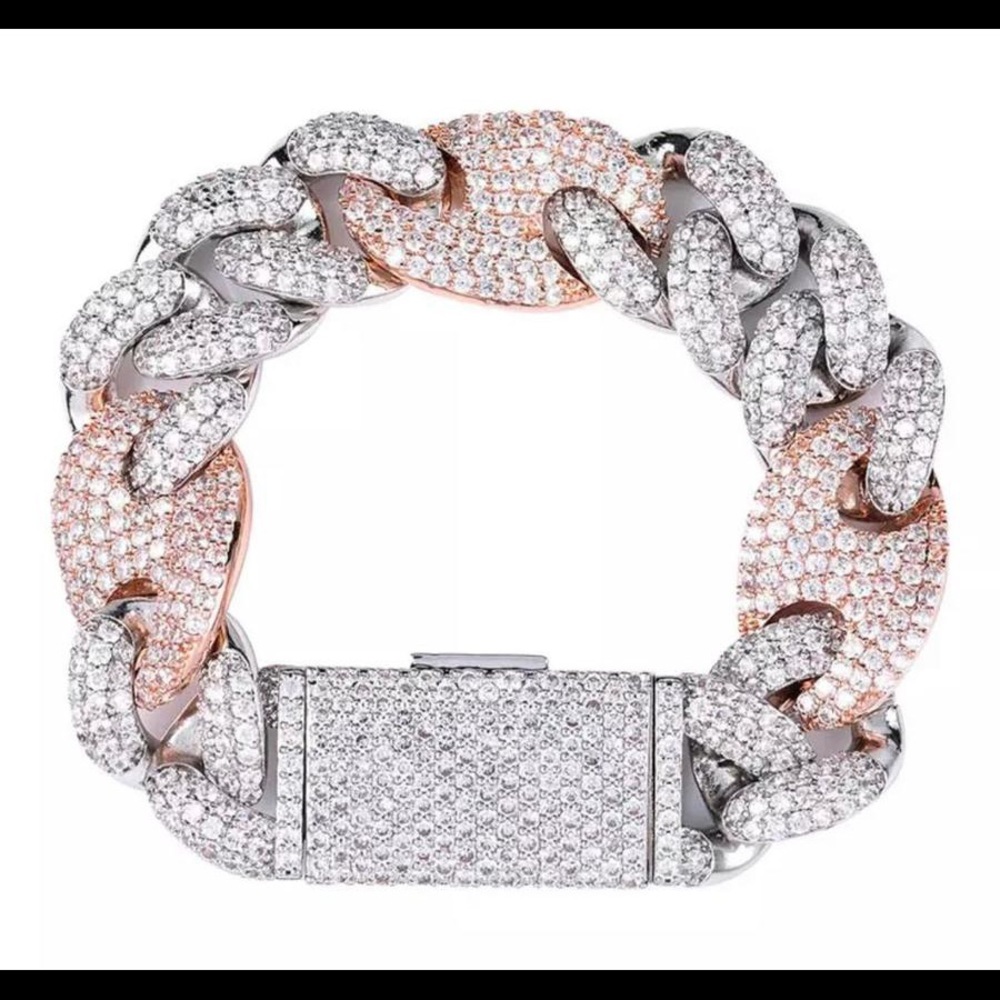 20mm gucci / cuban bracelet white gold / rose gold